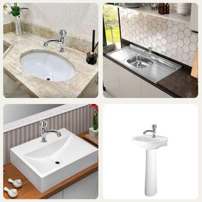 Torneira De Mesa Para Lavatório Pia Banheiro Pvc Cromado 1/2