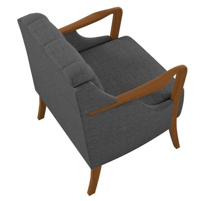 Poltrona Decorativa Para Sala De Estar Capitonê Lapa M22 Linho Cinza Escuro - Mpozenato