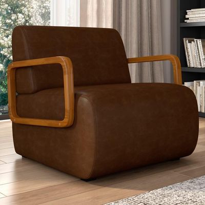 Poltrona Decorativa Orgânica Belarus K04 Sintético Marrom Escuro - Mpozenato