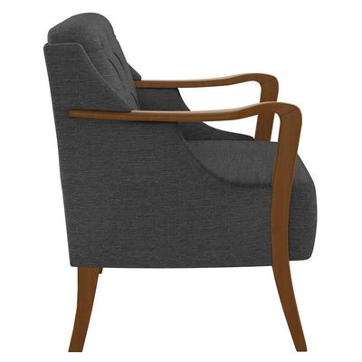 Poltrona Decorativa Para Sala De Estar Capitonê Lapa M22 Linho Cinza Escuro - Mpozenato