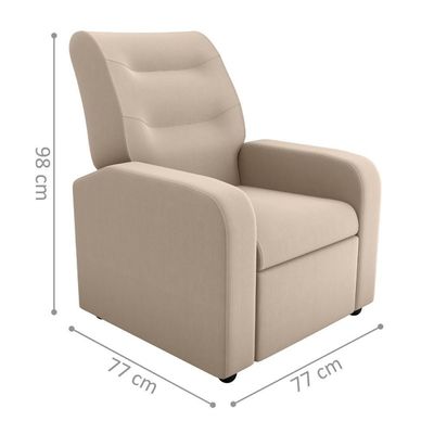 Poltrona Decorativa Reclinável Pireu Veludo Light Bege