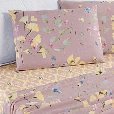 Jogo De Cama Lençol Bouti Acabamento na cor Estampado Solteiro 03 Peças - Lavanda