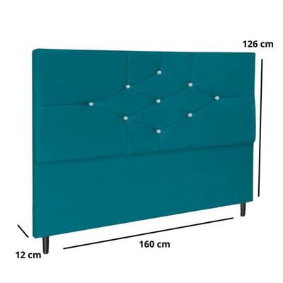 Cabeceira Queen 160 Cm Camboriú Suede Azul Tiffany E Frame