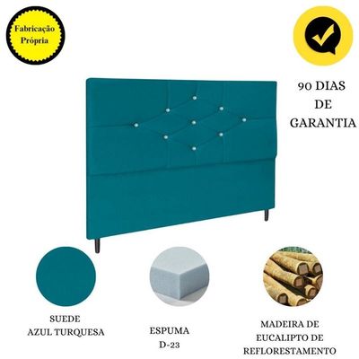 Cabeceira Queen 160 Cm Camboriú Suede Azul Tiffany E Frame
