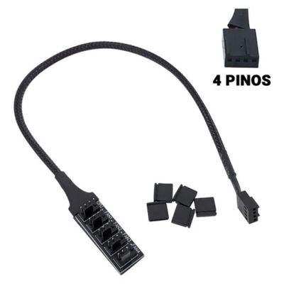 Cabo Multi Fan Para 5 Coolers 3 E 4 Pinos Pwm Adaptador Hub S