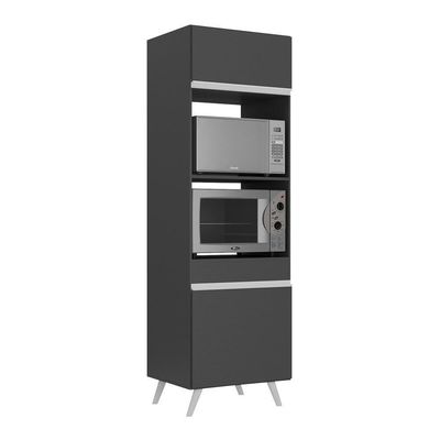 Paneleiro 2 Portas 63cm Para Forno E Microondas Veneza Multimóveis V3679 Preto/branco Preto/branco