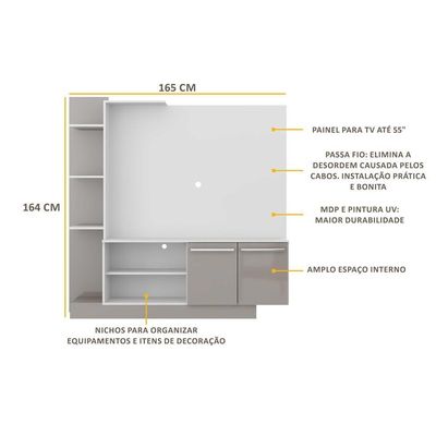 Estante Para Tv Até 55´´ Denver Fg2473 Branca/lacca Fumê