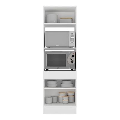 Paneleiro 2 Portas 63cm Com Rodapé Para Forno E Microondas Veneza Multimóveis V2116 Branco/dourado