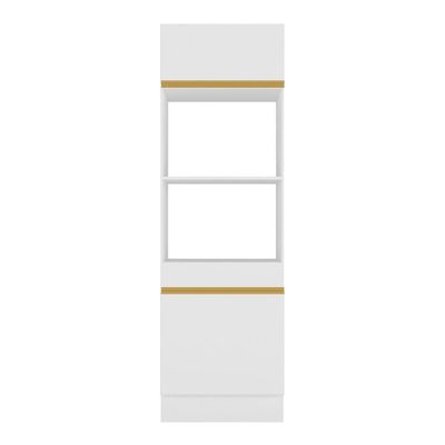 Paneleiro 2 Portas 63cm Com Rodapé Para Forno E Microondas Veneza Multimóveis V2116 Branco/dourado