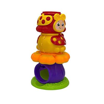 Torre Joaninha Com Bolinha Chocalho Estimulo Sensorial Bebês