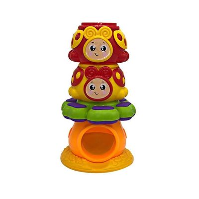 Torre Joaninha Com Bolinha Chocalho Estimulo Sensorial Bebês