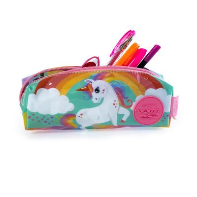 Estojo Escolar Feminino Unicornio Rainbow U / Rosa