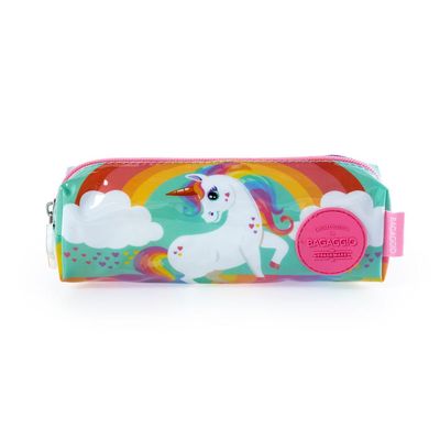 Estojo Escolar Feminino Unicornio Rainbow U / Rosa