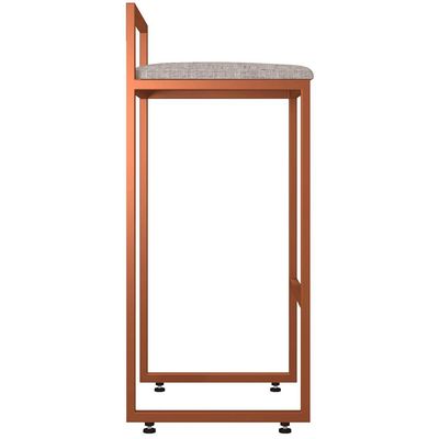 Kit 03 Banquetas Alta Para Cozinha Sala de Jantar Hanna L02 Bronze Linho Bege - Lyam Decor
