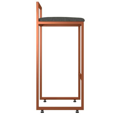 Kit 03 Banquetas Alta Para Cozinha Sala de Jantar Hanna L02 Bronze Linho Chumbo - Lyam Decor