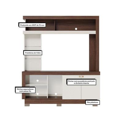 Estante Home Theater Valença Nogueira Real Off White – Colibri