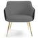Poltrona Decorativa Pés Palitos D'Ouro Jade D02 Linho Cinza C-416 Tressê Corano Preto - Lyam Decor