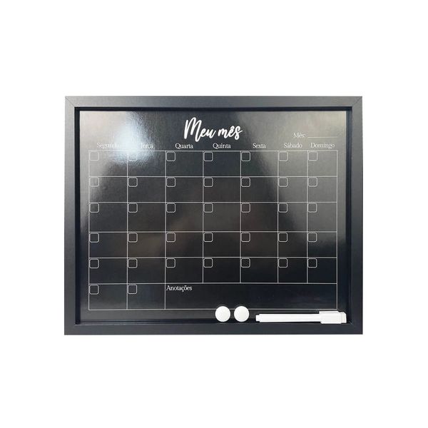 Quadro Magnético Le Planejamento Mensal com Marcador e Imãs Preto 38x30cm Quadro Magnético Le Planejamento Mensal com Marcador e Imãs Preto 38x30cm