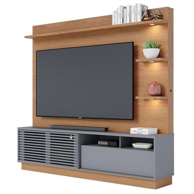 Estante Home Theater Ambiente Campeche Freijó Cinza Acetinado - Colibri