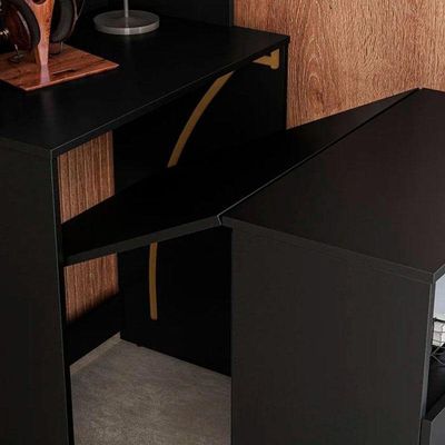 Armário Multifuncional Com Escrivaninha Retrátil Duo Preto - Kits Paraná