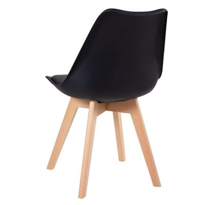 Jogo Mesa De Jantar Sala Cozinha Redonda Mdf 110cm Eiffel Branco E 4 Cadeiras Leda Wood Preta