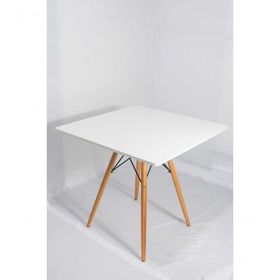 Jogo Jantar Mesa Eiffel Quadrada 80cm Mdf Branco E 04 Cadeira Leda Wood Preta