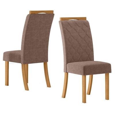 Cadeira Para Mesa De Jantar Labelle Kit 02 Peças Marrom Amêndoa – Henn