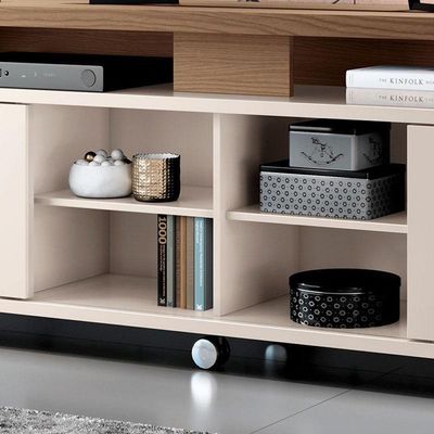 Rack Bancada Para Sala Rivera 1.8 Off White Castanho – Hb Móveis