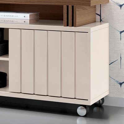 Rack Bancada Para Sala Rivera 1.8 Off White Castanho – Hb Móveis