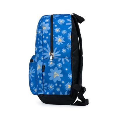 Mochila Escolar Feminina Margaridas Azul U / Azul