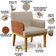 Kit 04 Poltronas Decorativas Base Mel Beatriz W01 Linho Bege Couríssimo Camel - Lyam Decor