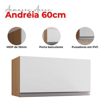 Armário Aéreo Para Cozinha Ambiente Andréia 1 Porta Amêndoa Branco - Ajl