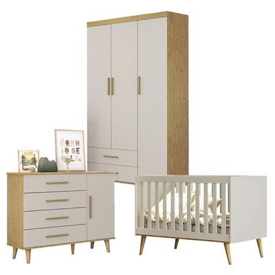 Quarto De Bebê Ambiente Ludmila Off White Bétula - Carolina Baby