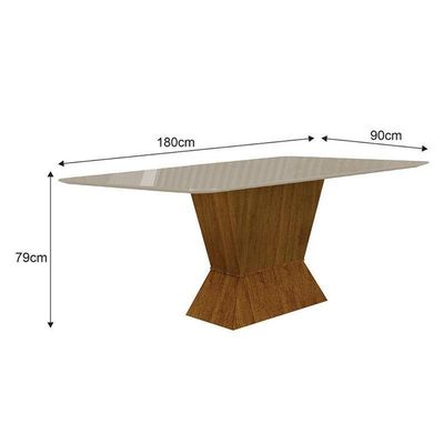 Mesa De Jantar Larissa 180x90 Freijó Off White - Leifer Móveis