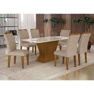 Mesa De Jantar Larissa 180x90 Freijó Off White - Leifer Móveis