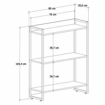 Estante Dynamica 80x30x104cm C/03 Prateleiras Nogal / Est.preta Nogal / Est.preta
