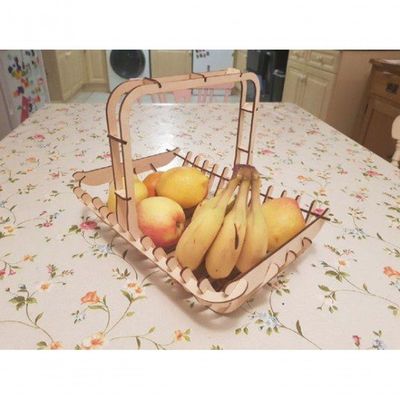 Cesta De Fruta Com Alça Corte à Laser Em Mdf