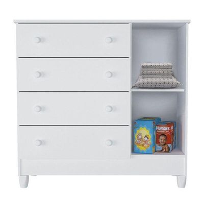 Berço Americano Mirelle E Cômoda Infantil Selena Branco Brilho Com Colchão - Carolina