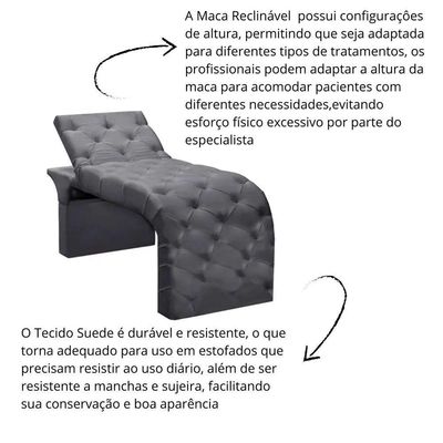 Maca Estofada Estética Cílios Regulável Spa Suede Valentina Cinza