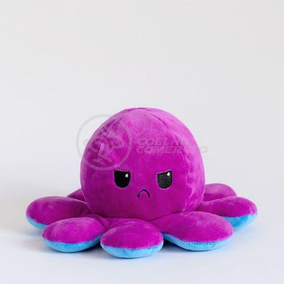 Polvo Reversível Bipolar De Pelúcia Humor Feliz E Bravo 2 Em 1 Tiktok Fofinho Macio - Azul E Roxo