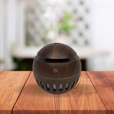 Umidificador Purificador De Ambientes Usb Bolinha Detalhe Vazado Ultrassonico Cor: Mogno Cor:mogno