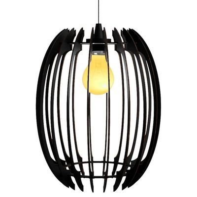 Luminária Teto Tipo Pendente Grega Mdf - Completa Cor: Preta