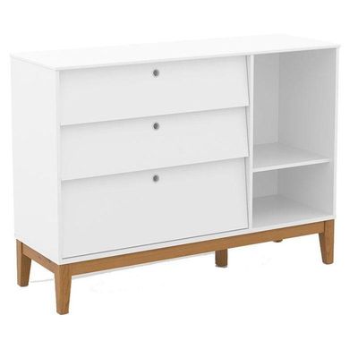 Berço Americano E Cômoda Sapateira Unique Branco Soft Eco Wood Com Colchão Ortobom - Matic