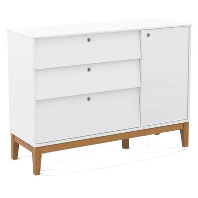 Berço Americano E Cômoda Sapateira Unique Branco Soft Eco Wood Com Colchão Ortobom - Matic