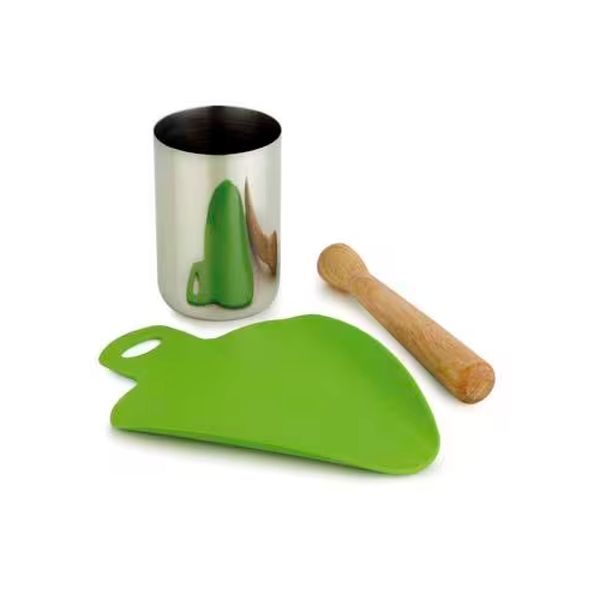 Conjunto para Caipirinha Forma 117/E 3 Peças Inox com Verde