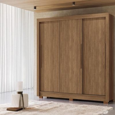 Guarda-Roupa Casal Santos Andirá Maringa com 3 Portas de Correr, 2 Gavetas e 5 Prateleiras 194,4cm de largura Jatobá