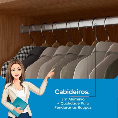 Cômoda Santos Andirá Pinhais com 2 Portas, 4 Gavetas, 1 Prateleira, 1 Cabideiro 130,2cm de largura Jatobá