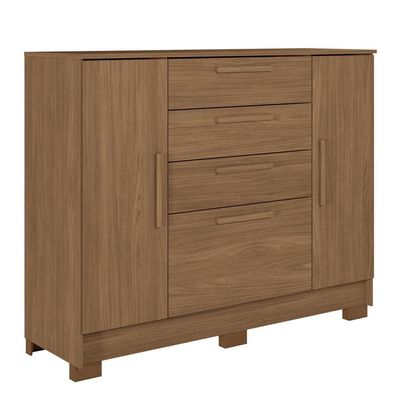 Cômoda Santos Andirá Pinhais com 2 Portas, 4 Gavetas, 1 Prateleira, 1 Cabideiro 130,2cm de largura Jatobá