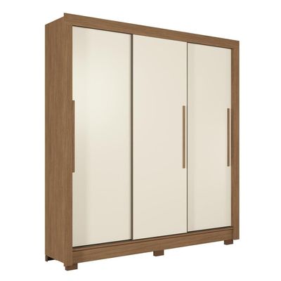 Guarda-Roupa Casal Santos Andirá Maringa com 3 Portas de Correr, 2 Gavetas e 5 Prateleiras 194,4cm de largura Jatobá com Areia