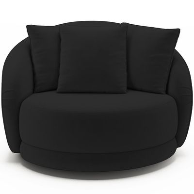 Poltrona Decorativa Para Sala de Estar Base Giratória Witta M03 Veludo Preto - Lyam Decor